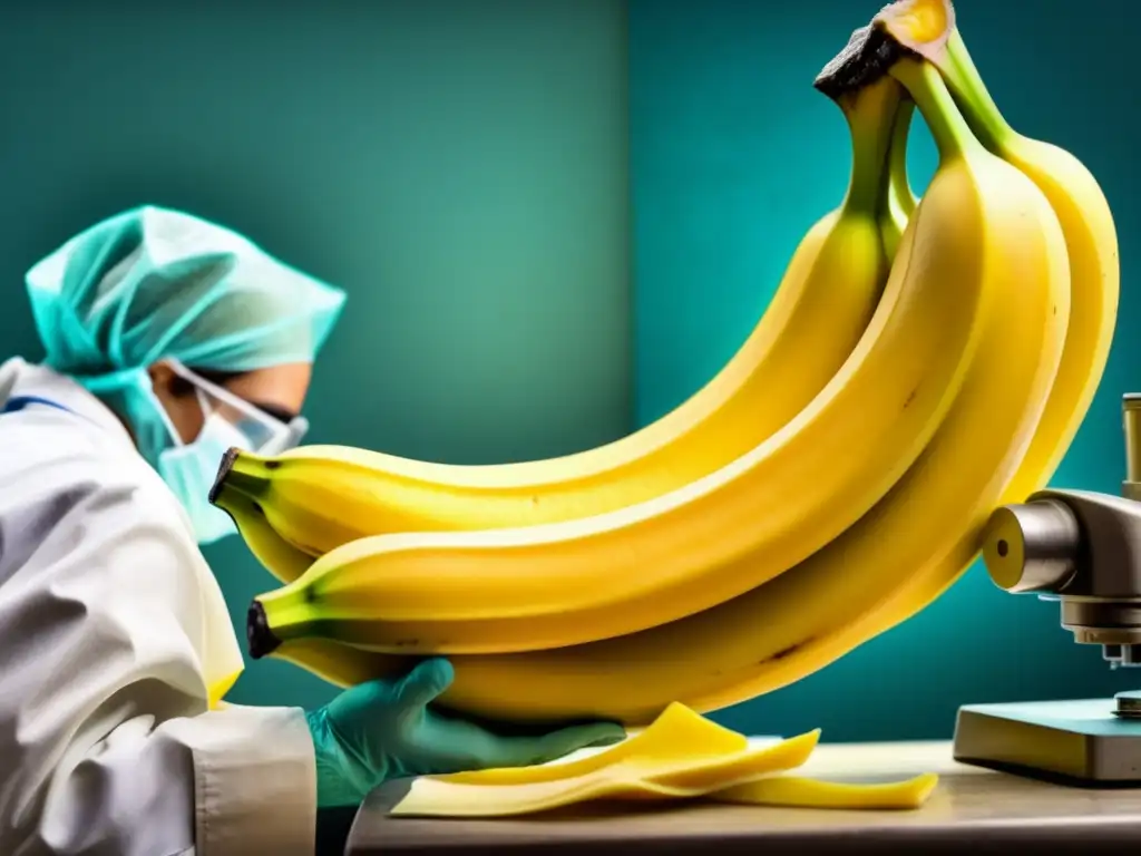 Banana madura: belleza orgánica y propiedades inmunoestimulantes Plátano amarillo maduro con textura y curvas resaltadas, simbolizando beneficios del plátano para el sistema inmunológico