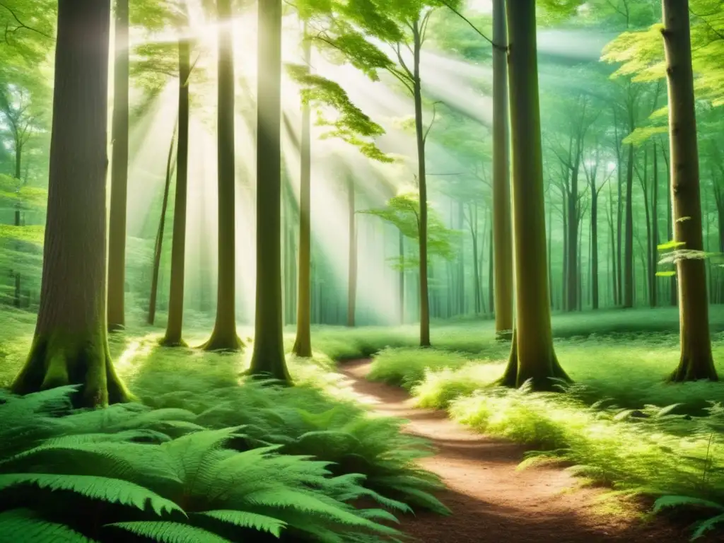 Bosque sereno con hongos medicinales Beneficios de hongos medicinales para salud mental