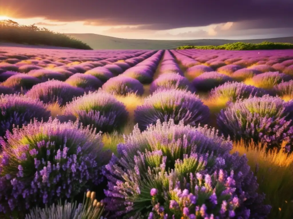 Campo de tomillo morado vibrante y exuberante Tomillo: Campo de flores moradas, abejas recolectando néctar