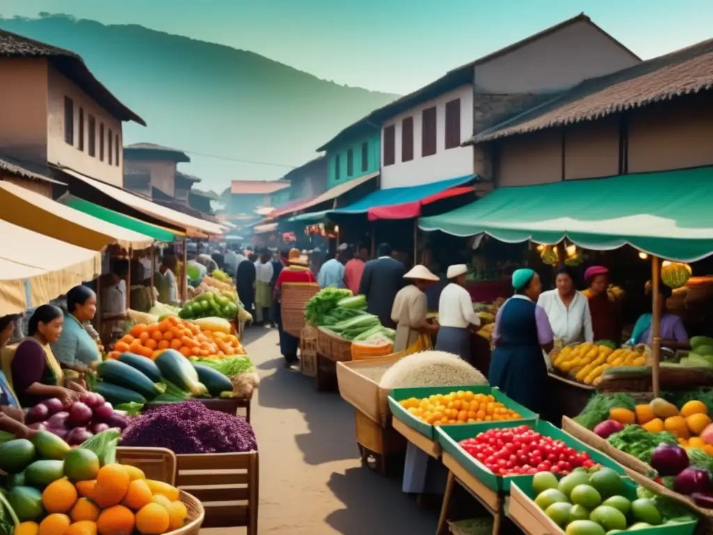 Mercado tradicional: diversidad, colores vibrantes, alimentos frescos, cultura, comunidad, dieta tradicional, beneficios contra la obesidad