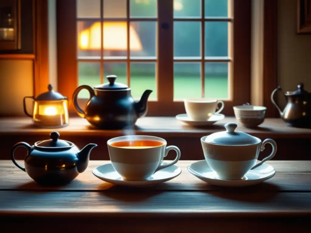 Escena acogedora de café al amanecer Escena acogedora de café con té negro: Beneficios para el corazón