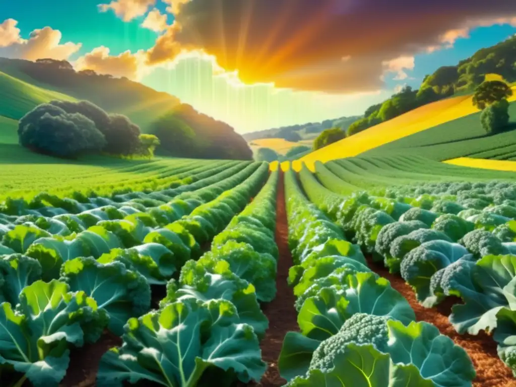 Superalimentos tradicionales: Beneficios y usos, imagen vintage de un campo exuberante y vibrante