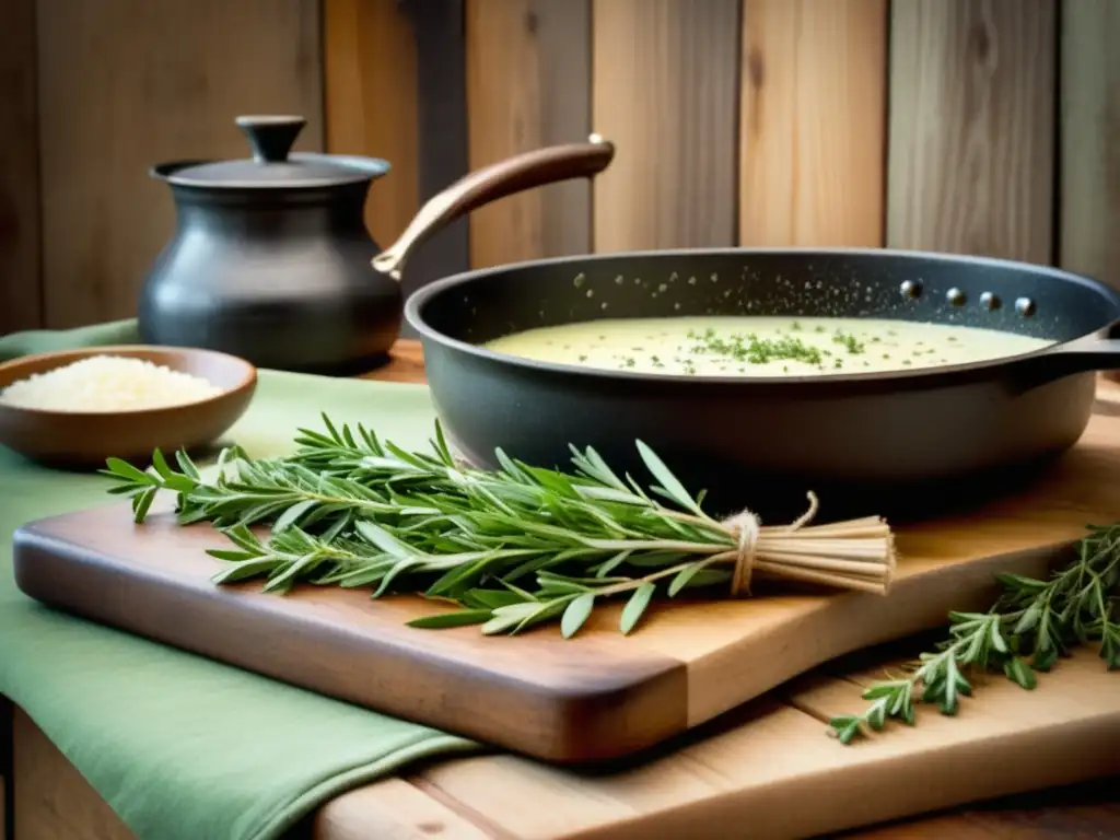 Cocina rústica con aroma a tomillo Fotografía de cocina rústica con tomillo: tradición y nostalgia