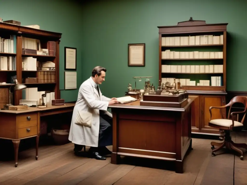 Consultorio médico antiguo: Evolución de la medicina Consultorio médico vintage: Medicina tradicional alimentos curativos