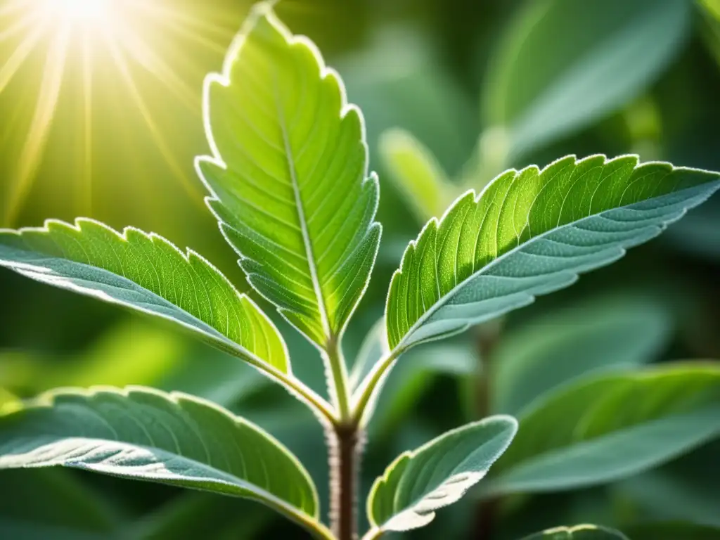 Belleza natural de la planta de salvia Salvia: Hojas verdes texturizadas, venas y beneficios curativos