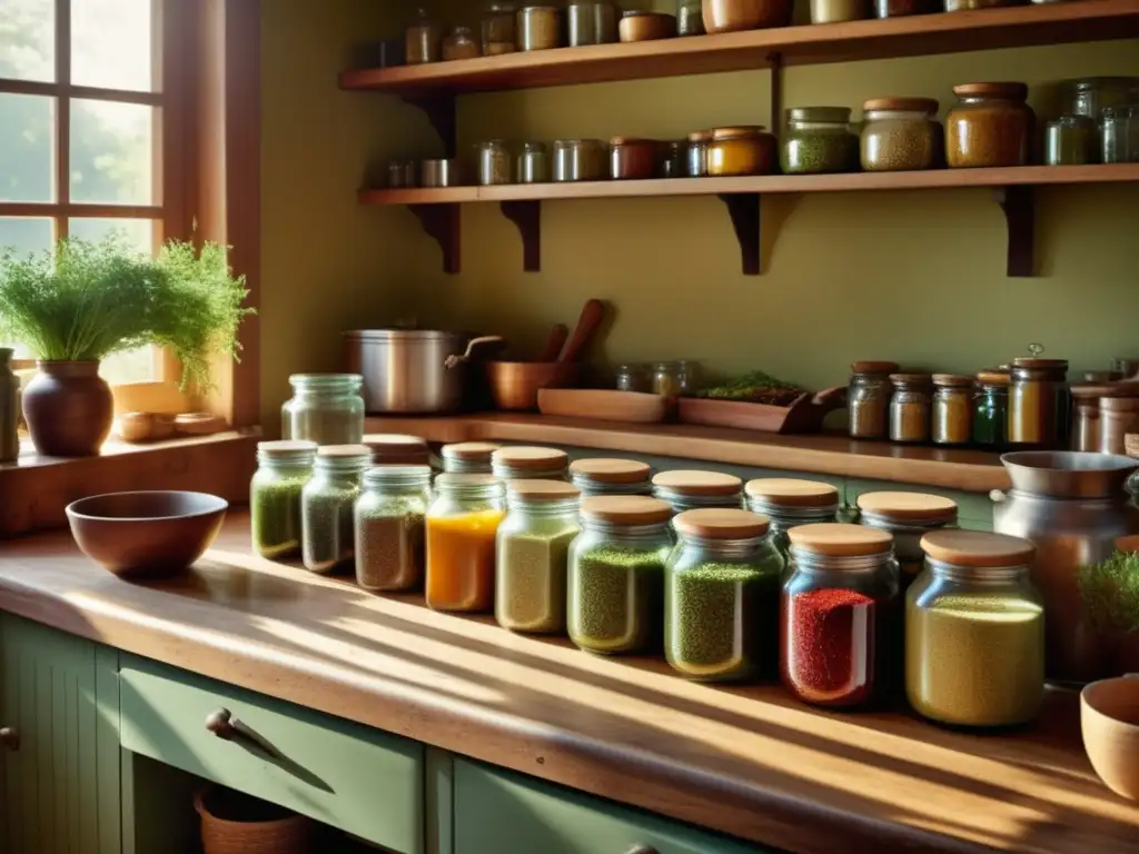 Cocina tradicional con hierbas y especias Cocina tradicional con alimentos curativos en la cocina actual