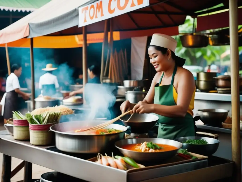 Puesto callejero tailandés: Tom Yum y cultura vibrante Sopa Tom Yum: Beneficios antiinflamatorios y cultura callejera tailandesa
