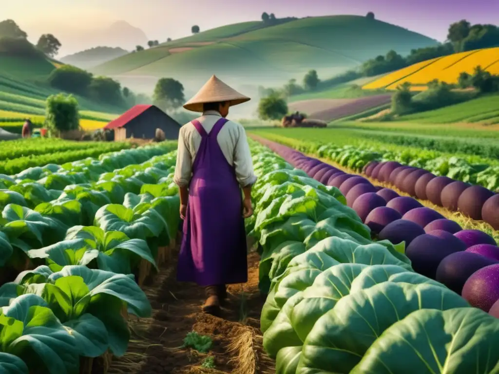 Granja orgánica vibrante y diversa Granja orgánica muestra biodiversidad en agricultura: Beneficios de alimentos curativos tradicionales