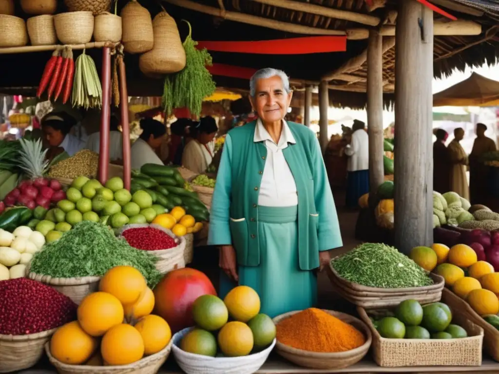 Sabio herbolario comparte conocimiento ancestral Medicina tradicional: Anciano herbalista en mercado con plantas curativas