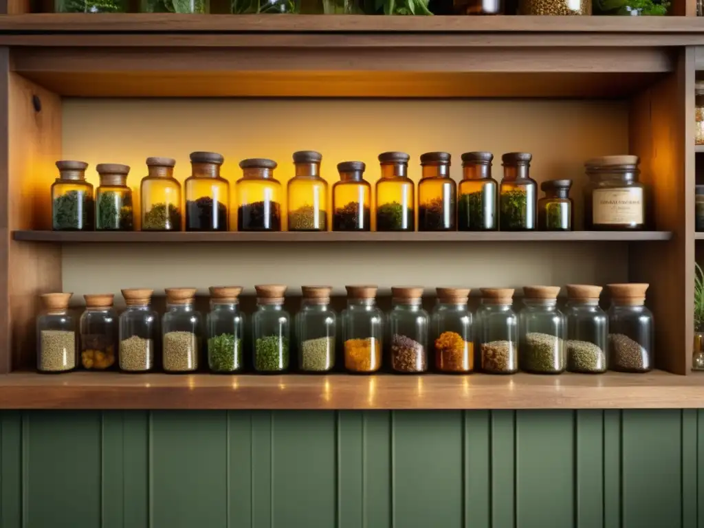Tienda de botica vintage con hierbas y extractos Tienda de productos naturales con beneficios saludables