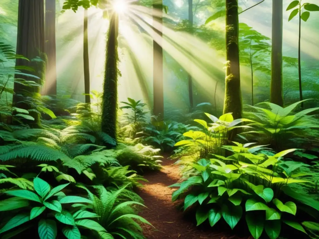 Bosque exuberante con plantas vibrantes y coloridas