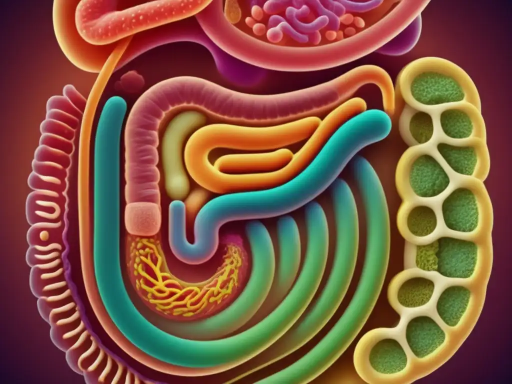 Microbiota intestinal y bacterias beneficiosas Efectividad de probióticos en intestino: imagen vintage muestra microbiota y bacterias beneficiosas