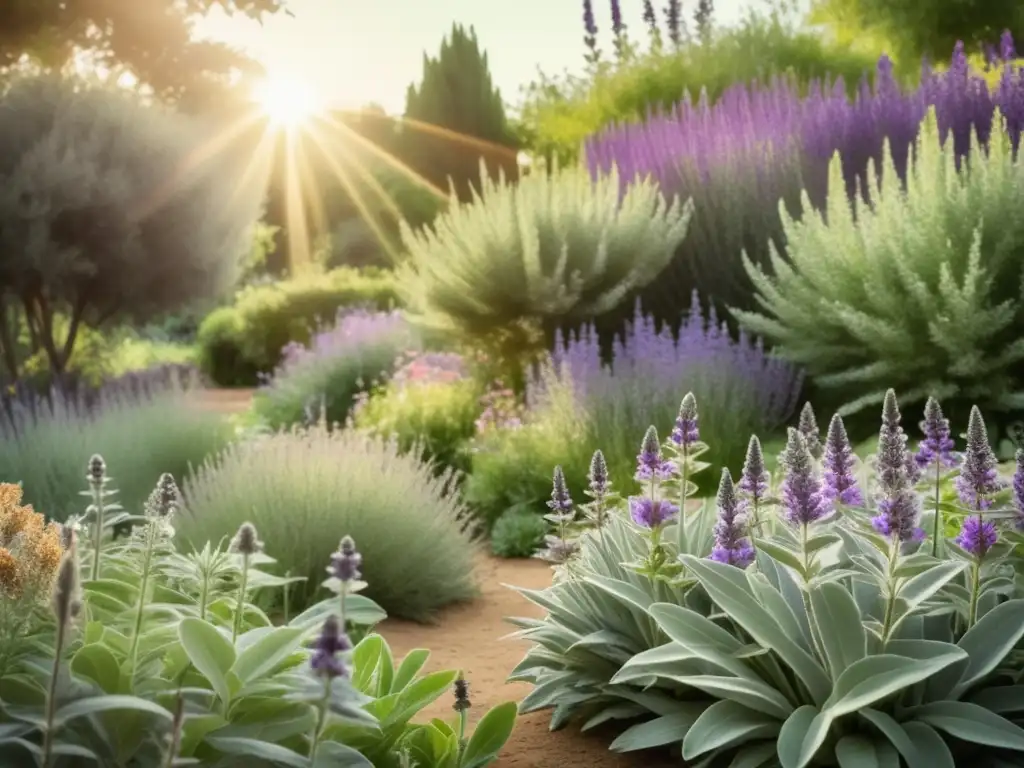Hermoso jardín de salvia en flor Jardín vibrante con salvia: Beneficios curativos de la salvia