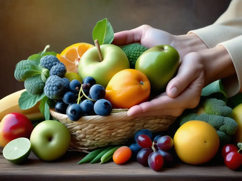 Mano cuidadosa sostiene alimentos curativos Alimentos curativos para tratar psoriasis: investigación profunda