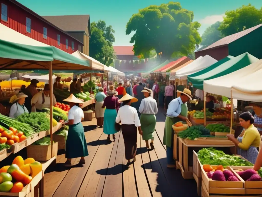 Mercado agrícola tradicional lleno de vida Mercado tradicional con alimentos curativos: comunidad, tradición y sostenibilidad