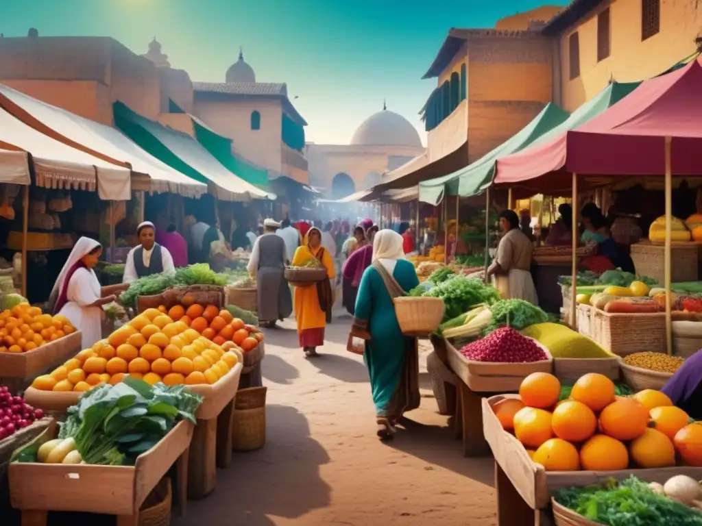 Mercado antiguo con alimentos curativos Mercado antiguo con alimentos y hierbas curativas - Propiedades curativas alimentos tradicionales