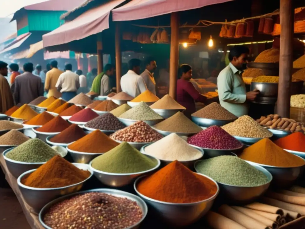 Espectacular mercado de especias indio Mercado de especias de la India con ingredientes del té chai - Beneficios del té chai para la salud
