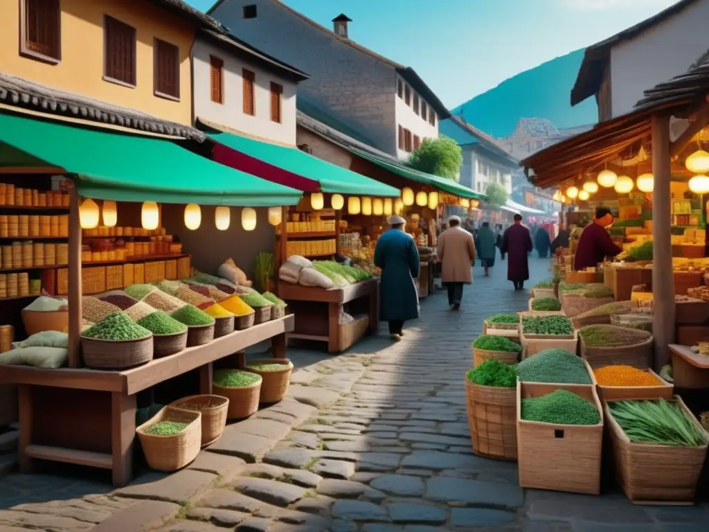 Mercado de medicina tradicional: colores vibrantes y personas diversas Mercado de medicina tradicional con diversidad de personas y vibrantes colores