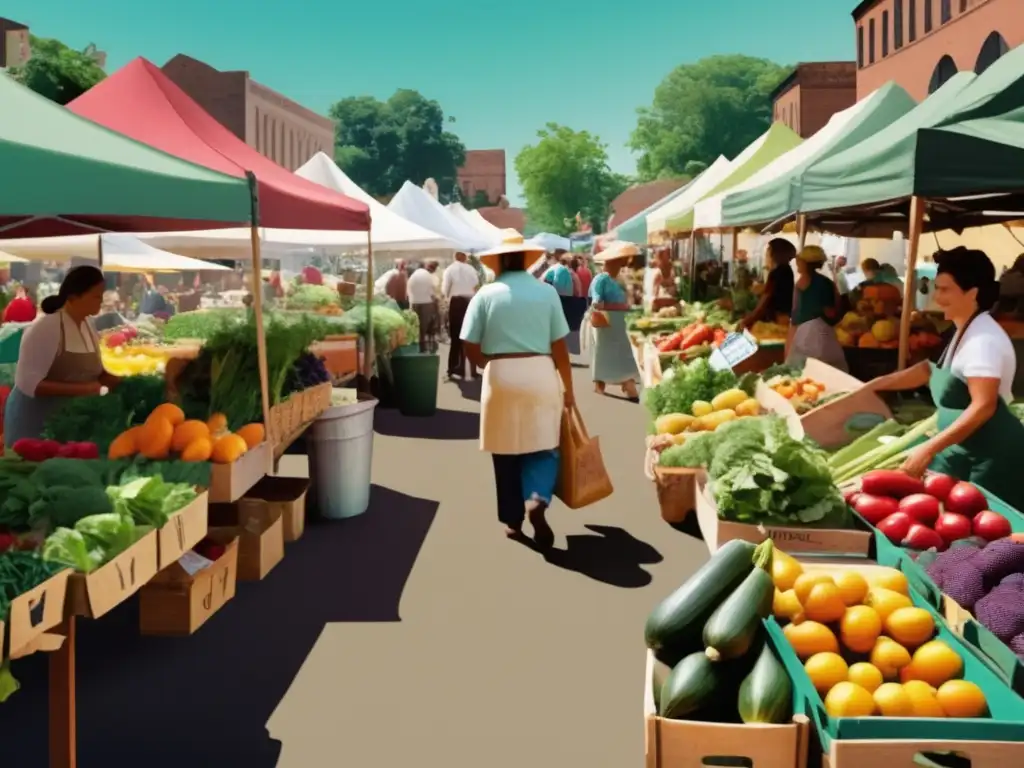 Mercado de agricultores vibrante y curativo Mercado de agricultores con productos frescos y coloridos que muestra la importancia de la gastronomía curativa actualizada