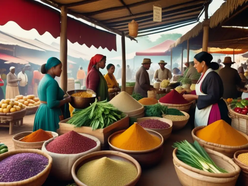 Mercado histórico lleno de alimentos curativos tradicionales Mercado histórico con alimentos curativos tradicionales - Beneficios de alimentos curativos tradicionales