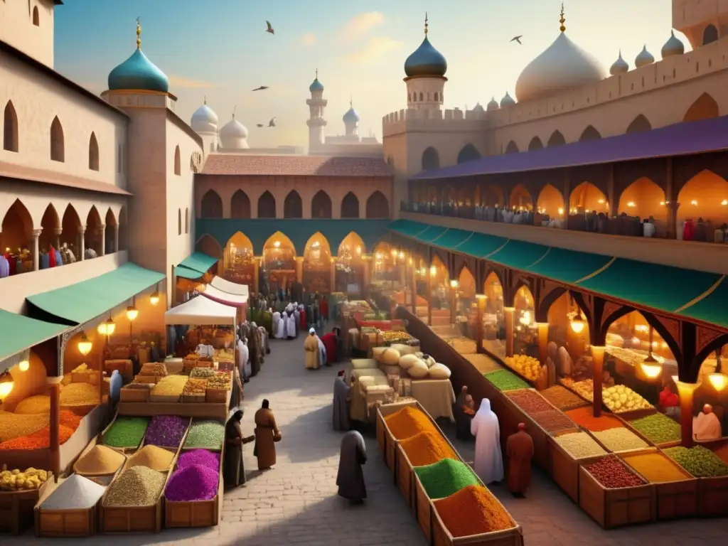 Mercado medieval en una ciudad islámica Mercado medieval islámico: Beneficios alimentos curativos medicina islámica