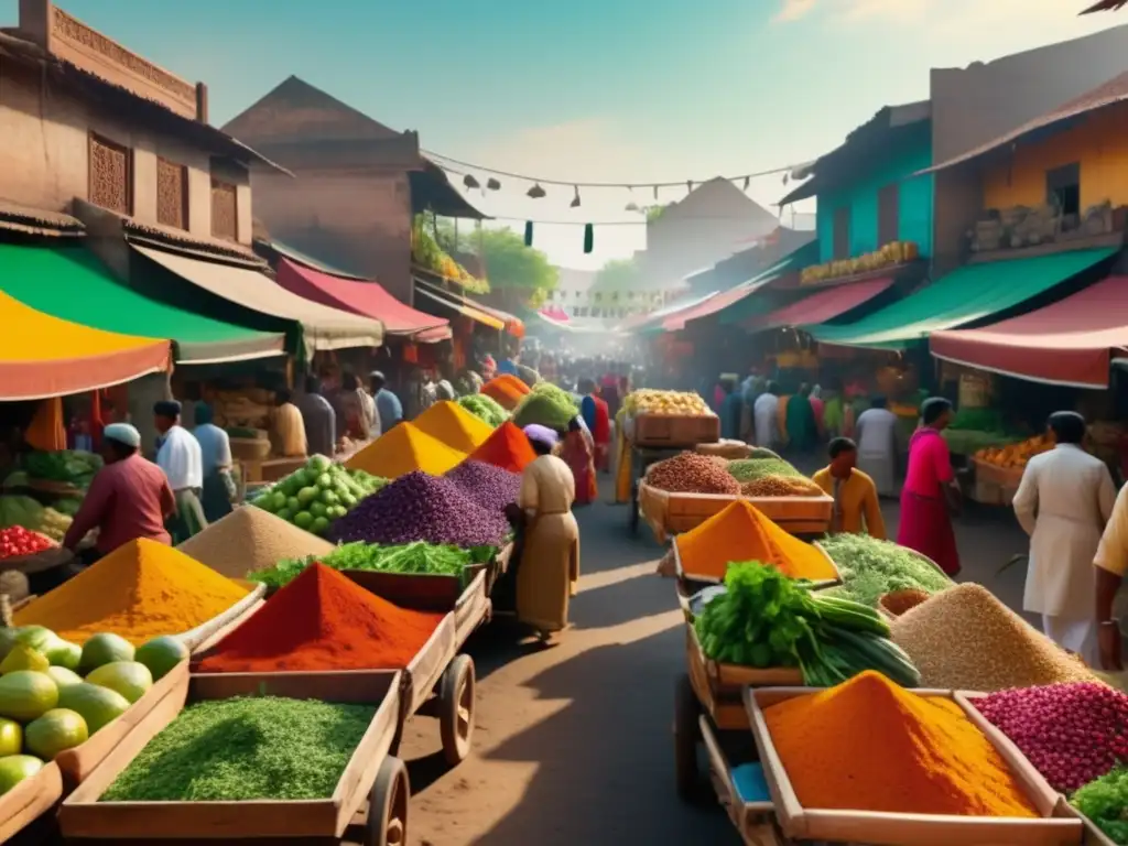 Mercado tradicional lleno de color y vida Mercado tradicional lleno de colores vibrantes y ambiente animado