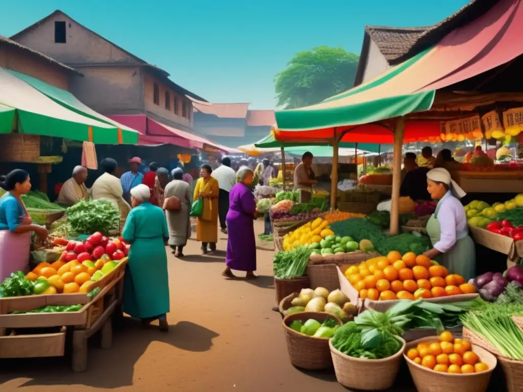 Mercado lleno de alimentos saludables Mercado lleno de frutas y verduras vibrantes y curativas tradicionales