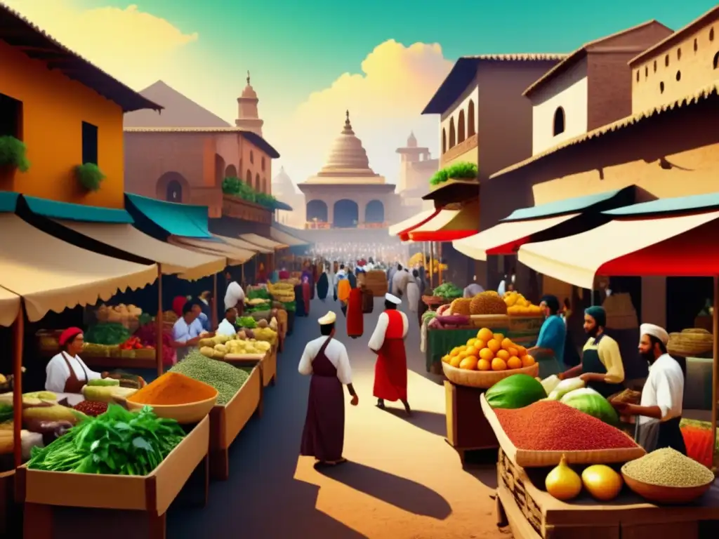 Mercado antiguo lleno de colores y sabores- Mercado antiguo con alimentos curativos fusionados