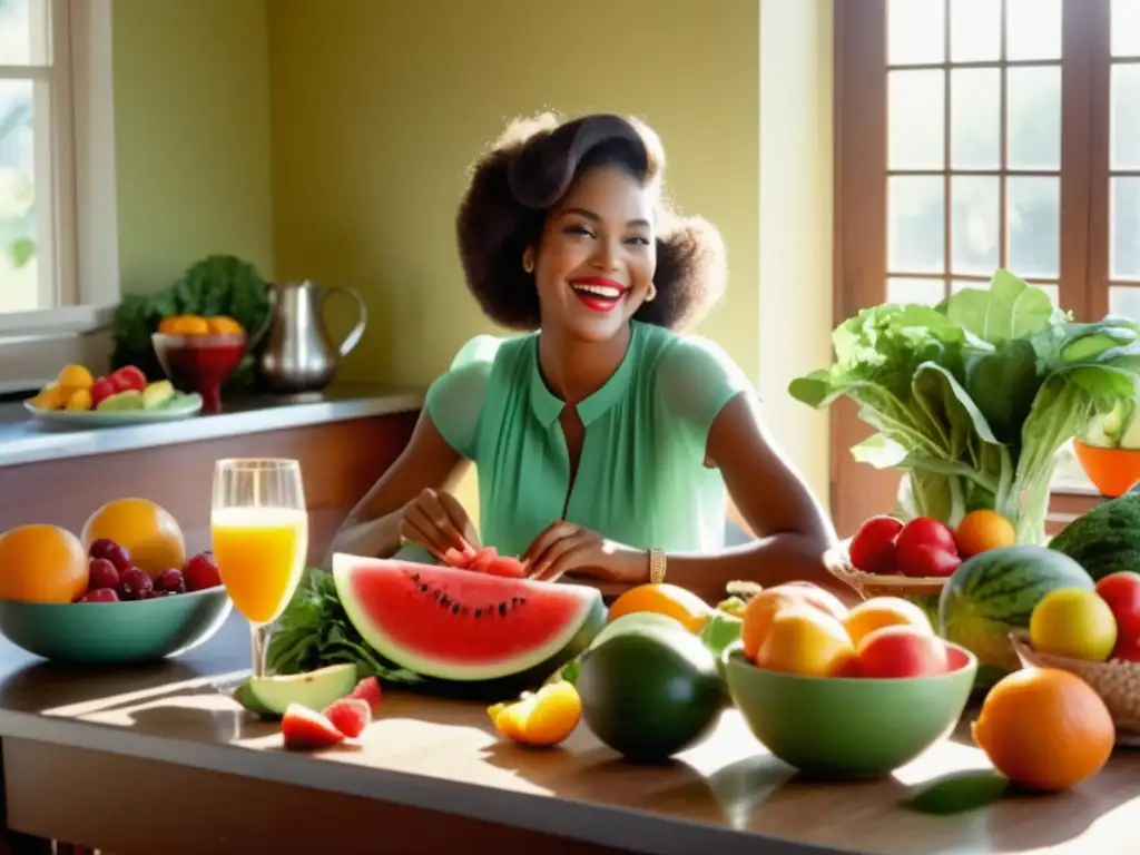 Beneficios de alimentos curativos para niños: niño feliz rodeado de frutas y verduras coloridas en una mesa