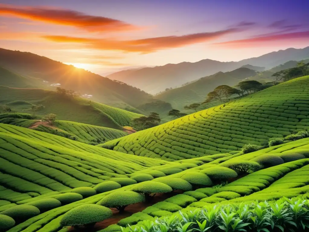 Plantación de té al atardecer Plantación de té al atardecer: beneficios del té negro como antioxidante