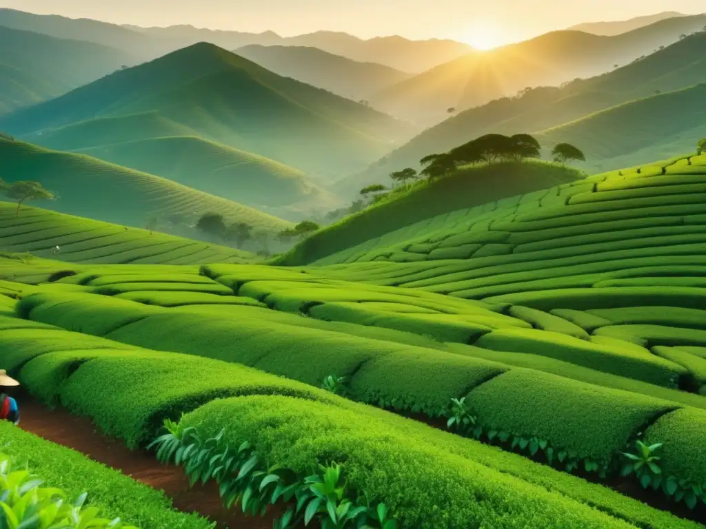 Plantación de té vintage en 8k Plantación de té negro: Tradición y beneficios antioxidantes