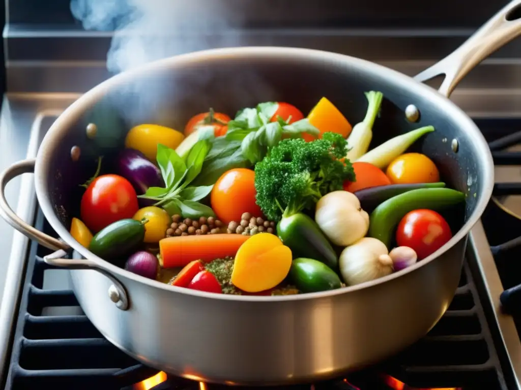 Delicioso caldo de vegetales medicinales Beneficios de alimentos curativos escalfados con ingredientes naturales