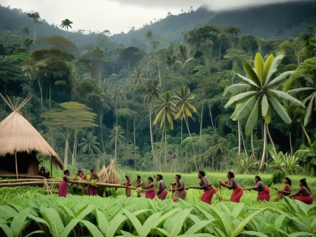 Tradición ancestral de preparar yuca en Papua Beneficios de la Manihot Esculenta en Papúa: tradición ancestral de cosecha y preparación en una aldea rodeada de naturaleza exuberante