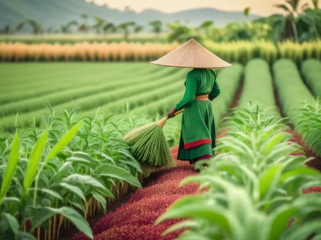 Cultivo de quinoa: belleza y tradición Quinoa: beneficios y usos en un campo exuberante