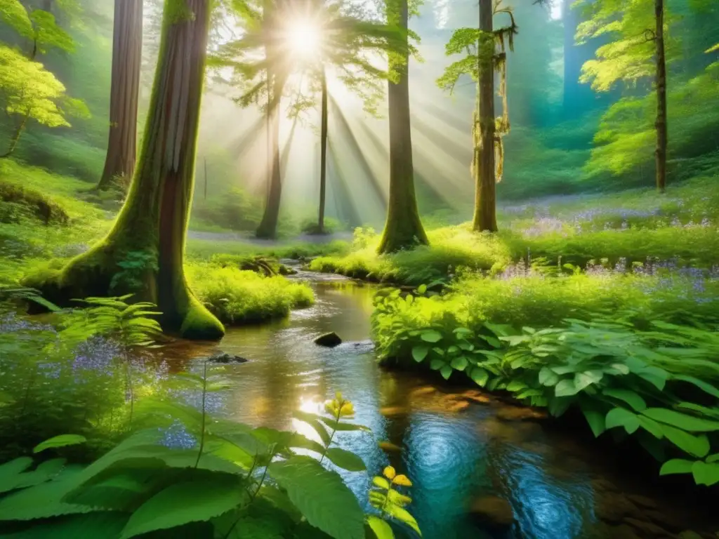 Bosque ancestral: conexión naturaleza y sabiduría ancestral Beneficios de alimentación indígena: bosque exuberante, flora, agua cristalina y conexión ancestral