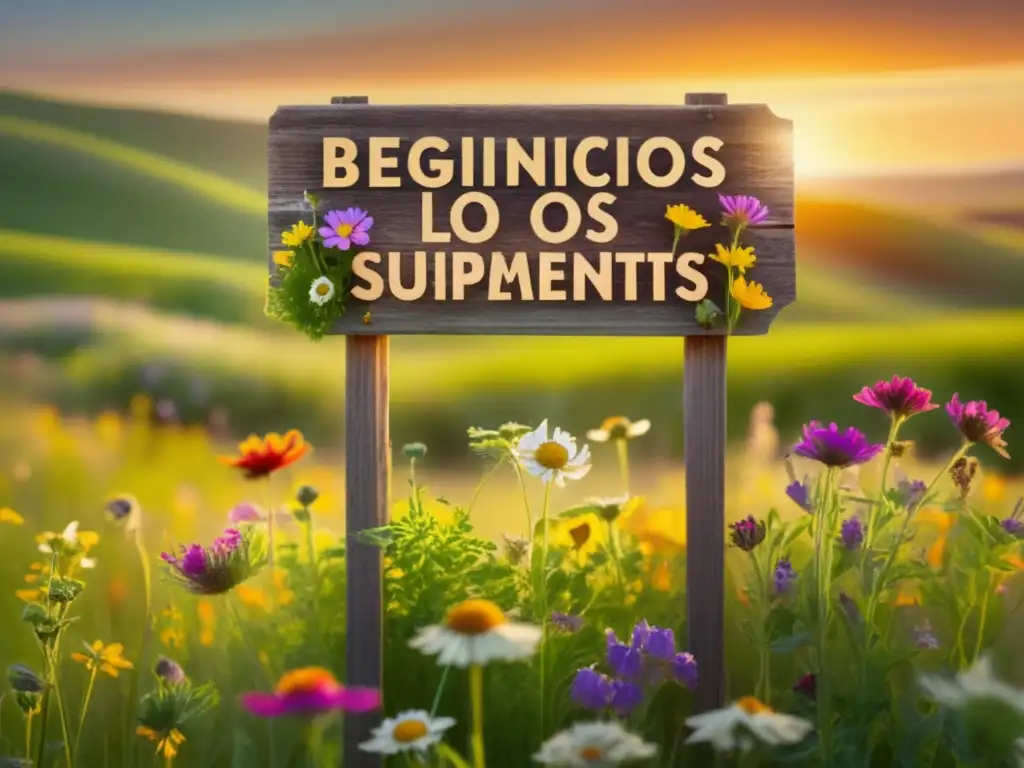 Campo verde vibrante con flores silvestres coloridas, resaltando los beneficios de los suplementos naturales